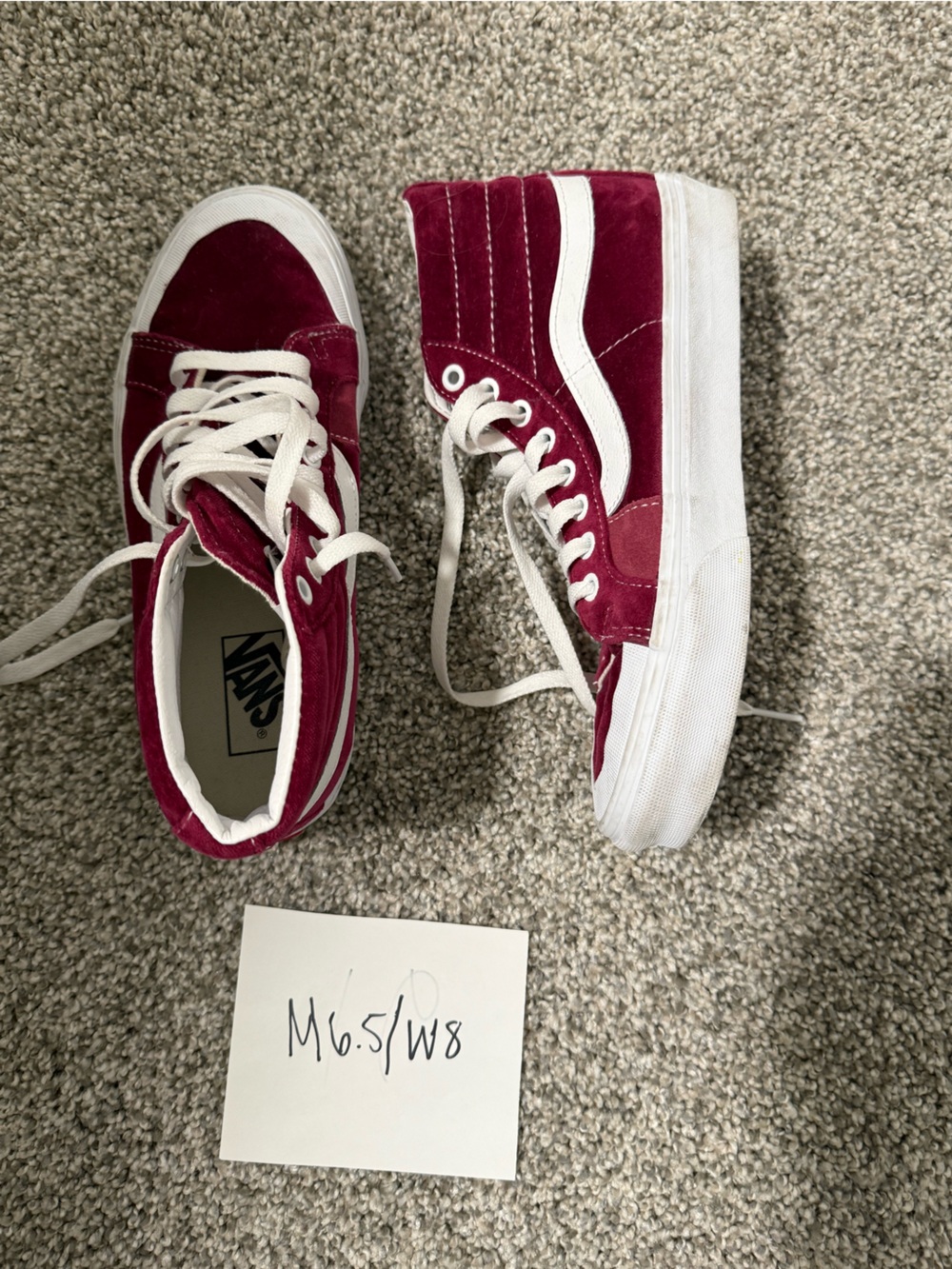 Vans High-Top Sneakers in Burgundy and White